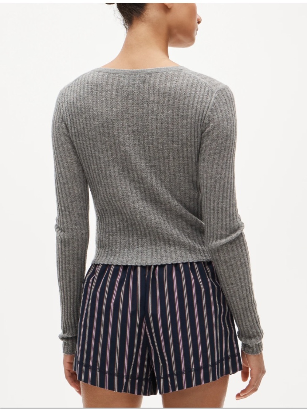 J. Crew Featherweight cashmere pointelle cardigan - Hthr Graphite - Picture 5 of 8